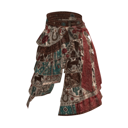 Brown Y2K Western Floral Layered Pants [PBR]
