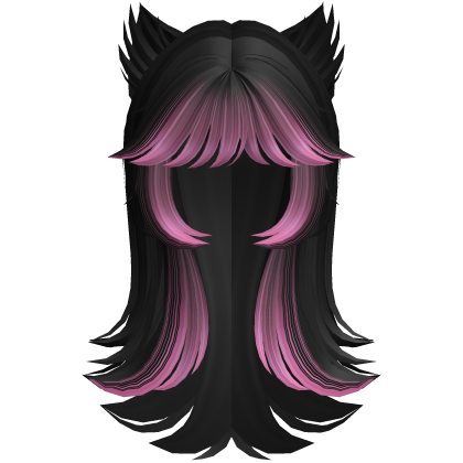 Hime Wolfcut Hair In Black With Pink (Exclusive) thumbnail