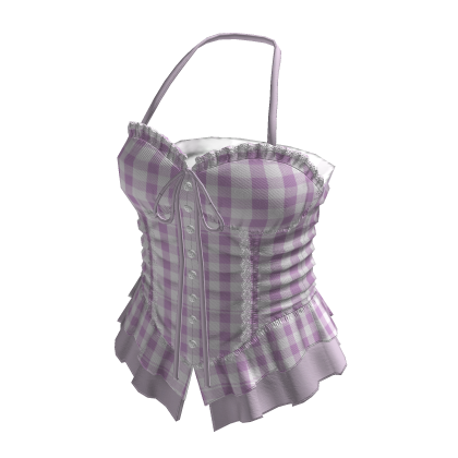 Coquette Gingham Halter Corset Top (Purple)