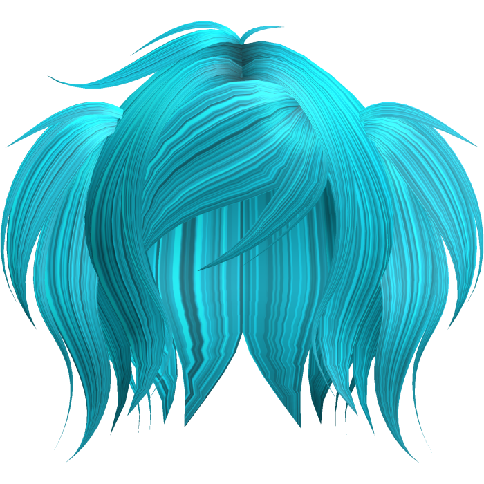 cute emo short fluffy moe pigtails in cyan