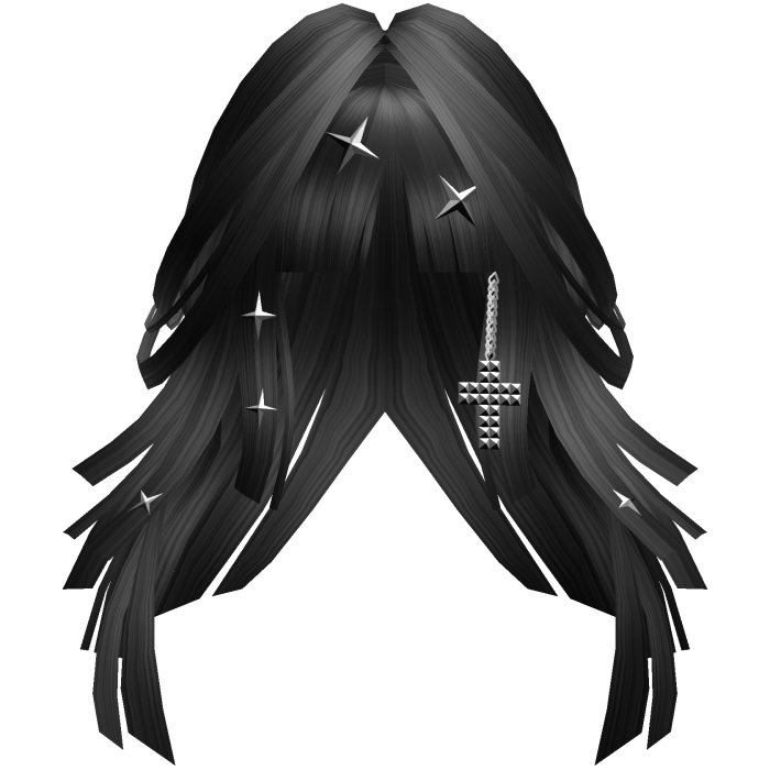 Black Goth Punk Layered Long Hair w/ Cross
