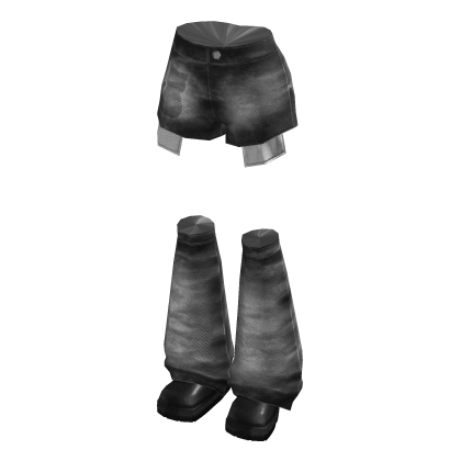 Black denim shorts with warmers