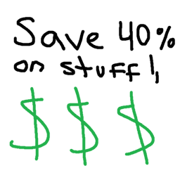 SAVE 40% ON STUFF