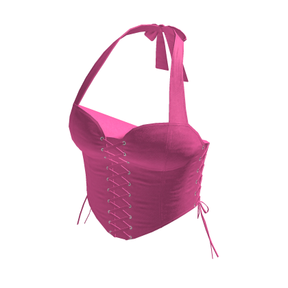 Lace-Up Halter Corset Top (Pink)