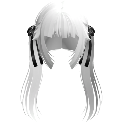 anime wispy hime long bow pigtails in white