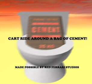 Cart ride around bag of cement