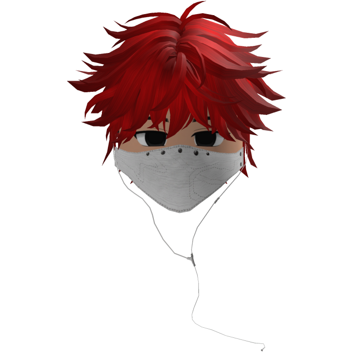 Cute Emo Boy Headphones Mask white Y2K ( red )