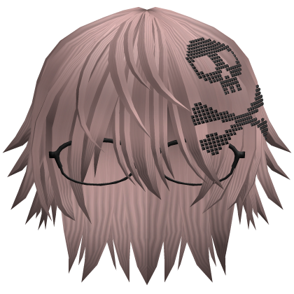Emo Vkei Moe Boy Hair w Skull + Glasses Dusty Rose