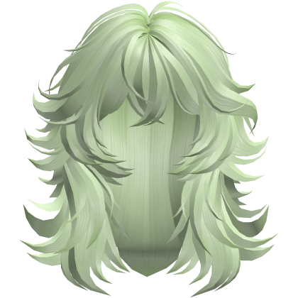 Messy Grunge Layered Anime Wolf Cut in Soft Green Roblox item