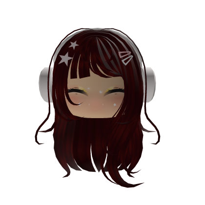 Soft Girl Red Hair w/ White Headphones & Clips Roblox item
