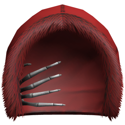 red winter hood w/ skeleton hand Roblox item