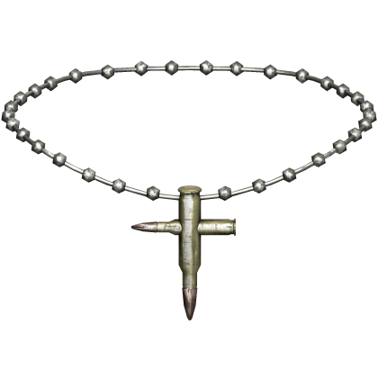 worn silver beaded bullet cross chain