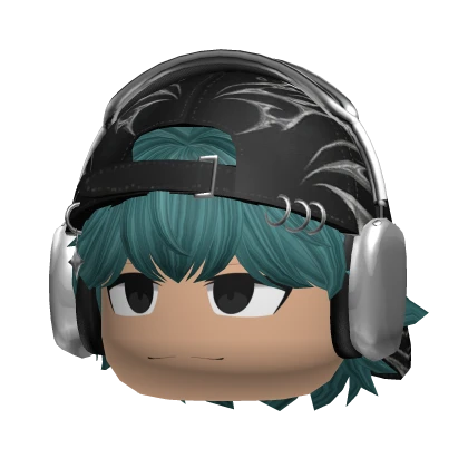 ꒰ঌれにょん໒꒱ Emo Boy Blue Hair w/ Y2k Cap n Headphones | Roblox Item
