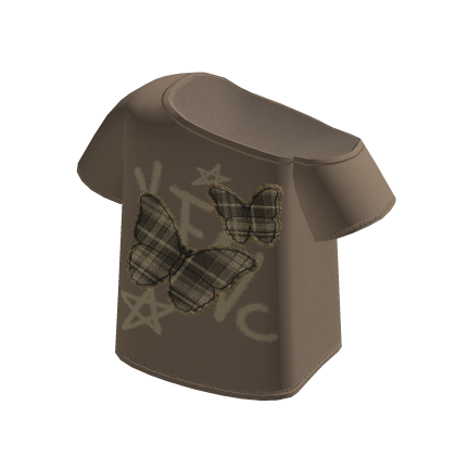 🍀Off Shoulder Y2K Buttefly Tee (Brown) thumbnail