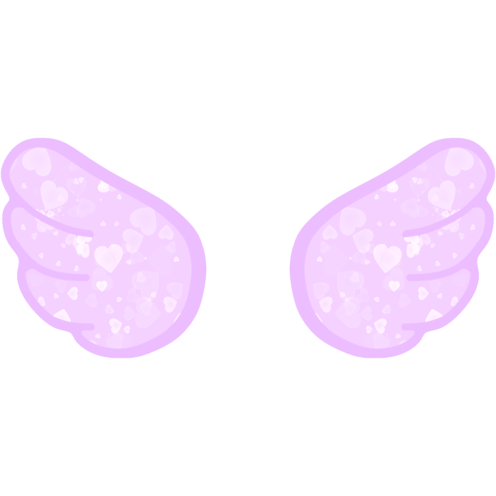 ♡ Cute Glowing Chibi Angel Wings Purple Hearts