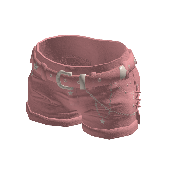 Y2K Star Denim Shorts w/ Belt & Chain (Pink)