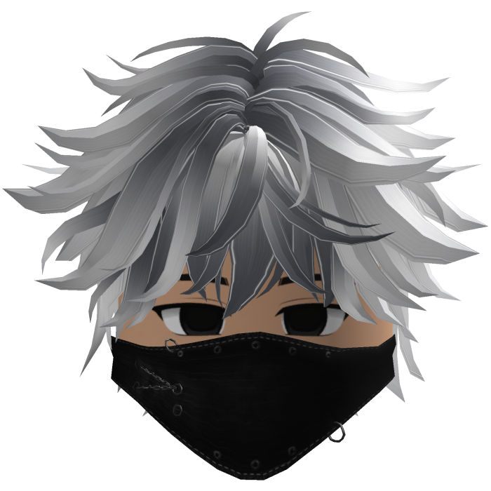 Cute Emo Boy Mask Black Y2K emo ( gray white )