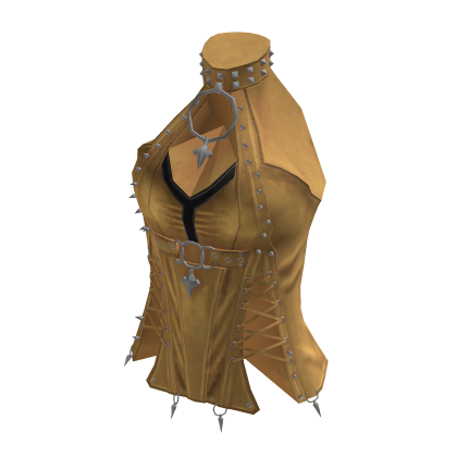 Goth Lace Up Skirt w/ Belt & Sash (Tan)