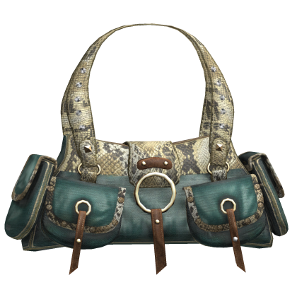 2000s McBling Snake Print Designer Bag (Teal)