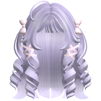 Cutecore Curly Hair w Kawaii Ribbons Light Purple