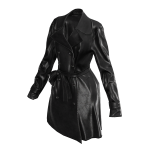 Leather Black Fashion Trench Coat