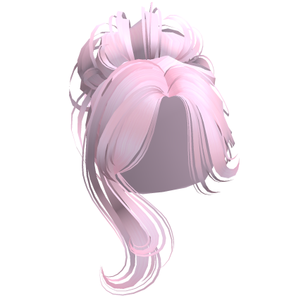Pink Messy Bun Hair with Long Bangs