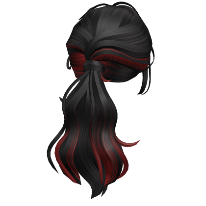 Wavy Layered Ponytail Hair(Black&Red) Roblox item