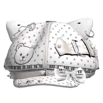Polka Dotted White Kawaii Piano Beret Roblox item