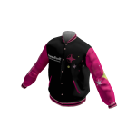 CoppaFeel! Black Pink Star Patches Varsity Jacket