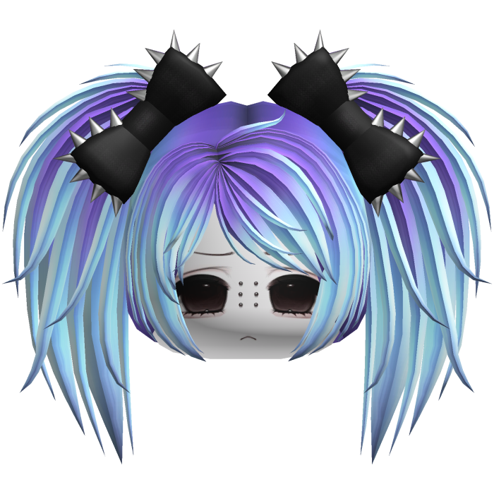 Gothic Moe Purple & Cyan Messy Pigtails /w Bows