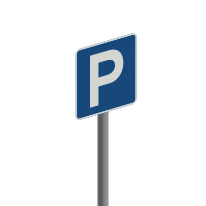 Parking Lot Sign With Road Repaved
