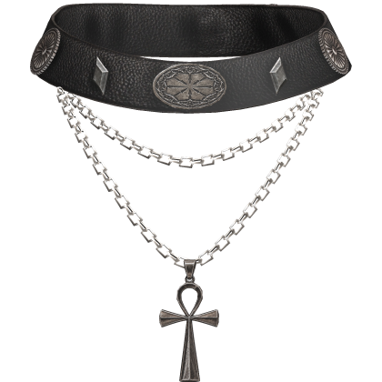 Stacked Necklace Goth Leather Chains Cross