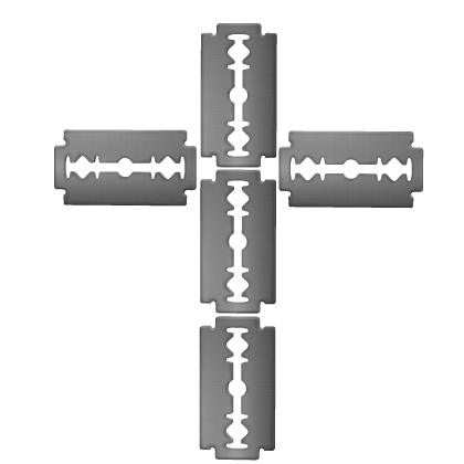 cross razor blade hair clip Roblox item
