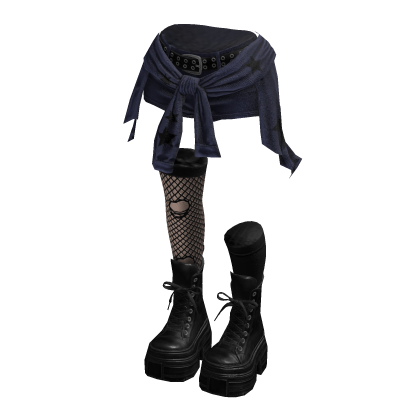 Grunge Rebel Shorts Y2K Cloth (Dark Blue Black)