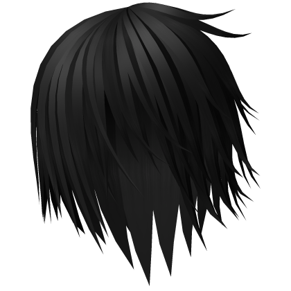 messy windy anime goth eboy hair in black Roblox item