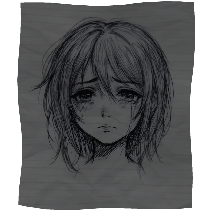 sad teary anime girl drawing
