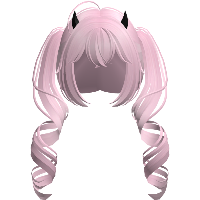 cute anime devil curly pink pigtails