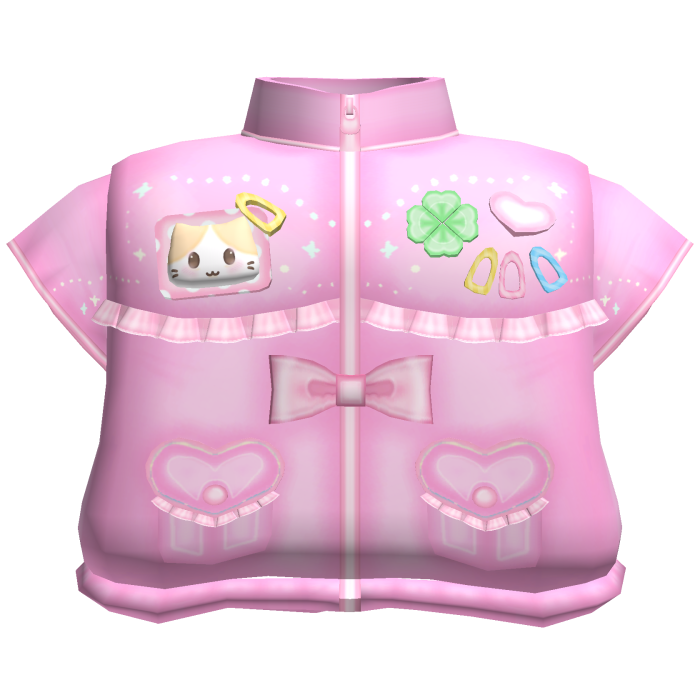 ♡ kawaii pink collared jacket w kitty badge