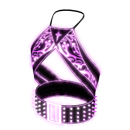Glowing Goth Studded Halter Top Purple[MAX]