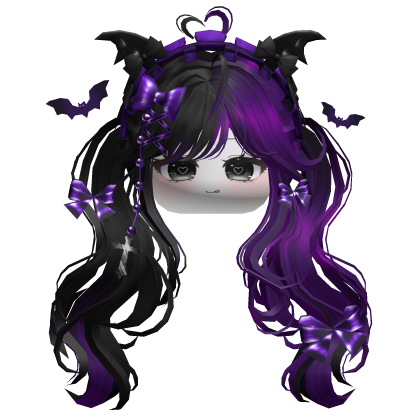 Goth Wavy Pigtails w/Headband (Black&Purple)