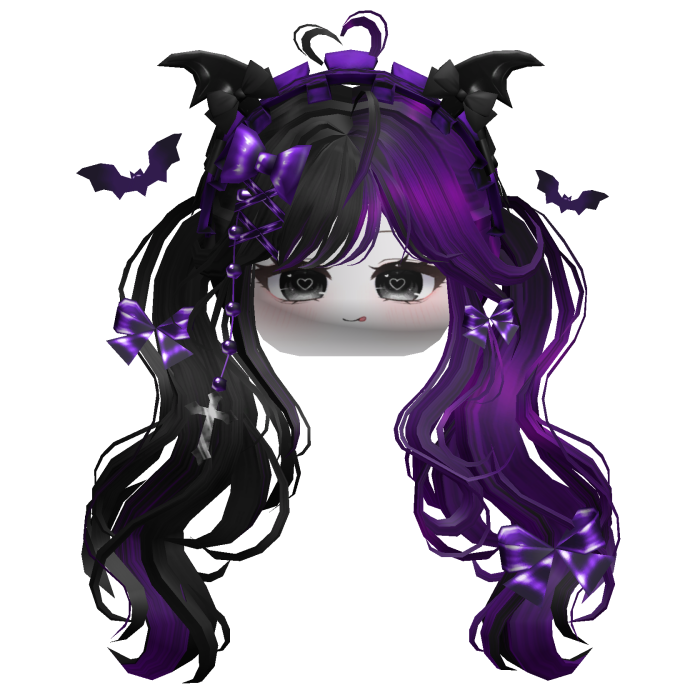 Goth Wavy Pigtails w/Headband (Black&Purple)