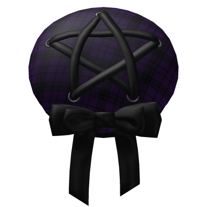 emo gothic pentagram beret in purple plaid