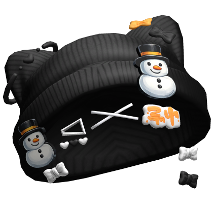 Snowman Cute Kitty Beanie w/ Hairclips