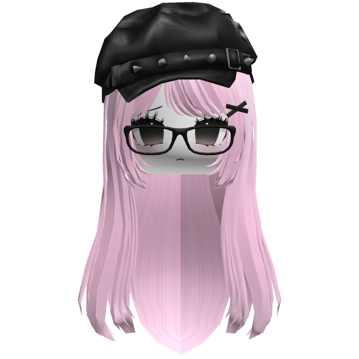 ☆ Gothic Beret hair pink w/ Moe face glasses