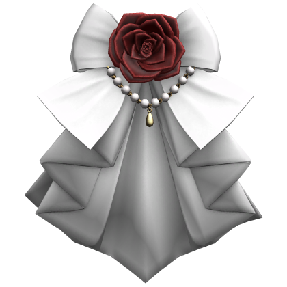 Victorian White Ruffle Jabot Red Rose
