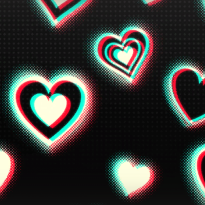 White 3D Neon Glowing Hearts