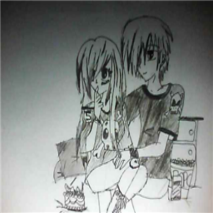 my anime drawing of a boy holding a girl c: Roblox decal
