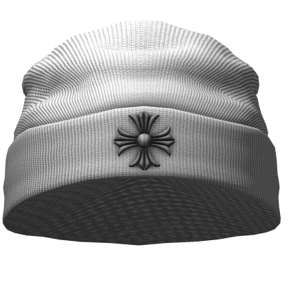 White Gothic Cross Beanie thumbnail