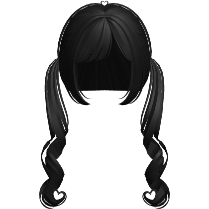 ♡ : cute kawaii black swirly pigtails  Roblox item