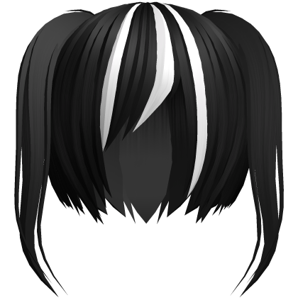 〃￣ω￣〃 cute black and white side bang twintails  Roblox item